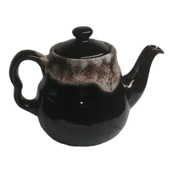 Vintage Hamilton Royal Canadian Pottery  two-tone brown glazed teapot - Picture 2 of 10
